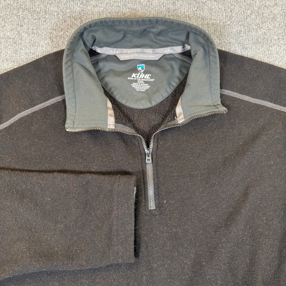 Kuhl Mens XXL Quarter Zip Fleece Pullover Black Gray Long Sleeve Mock Neck #3082